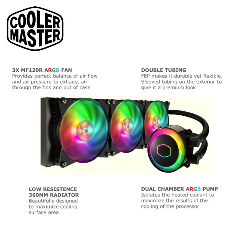 Cooler Master MasterLiquid ML360R RGB Dual Chamber Pump AIO CPU Liquid Cooler (MLX-D36M-A20PC-R1)3
